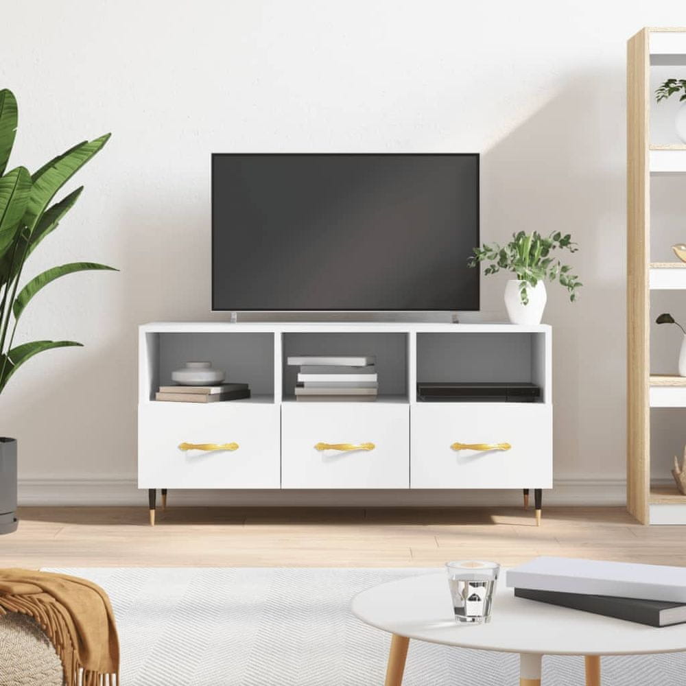 Vidaxl TV stolík biely 102x36x50 cm kompozitné drevo